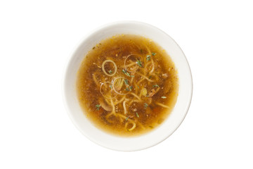 Russian soup rassolnik on a white background