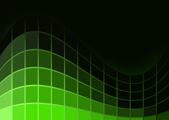 Obraz premium Green Luminous Tiles in the Dark . Abstract Black Background . Template for your Design . Isolated Vector Illustration