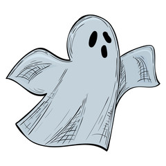 Ghost, colorful scary Halloween sketch illustration. Vector © DruZhi Art