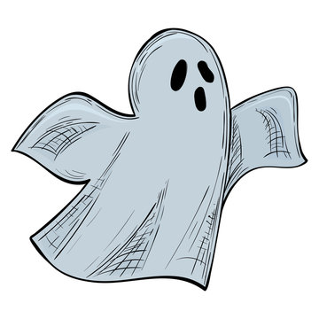 Ghost, colorful scary Halloween sketch illustration. Vector