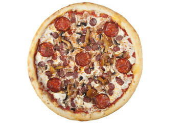 Pizza hunting on a white background