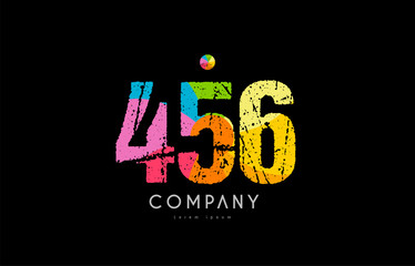 456 number grunge color rainbow numeral digit logo