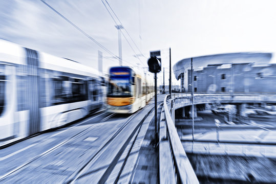 Blurred View from the canal on Brussels Docks Brussels