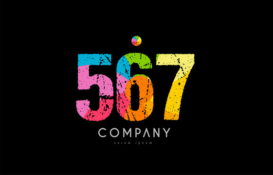 567 number grunge color rainbow numeral digit logo
