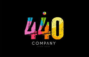 440 number grunge color rainbow numeral digit logo