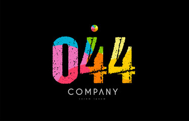 044 number grunge color rainbow numeral digit logo