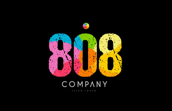 808 number grunge color rainbow numeral digit logo