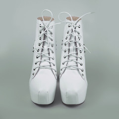 female white leather boots