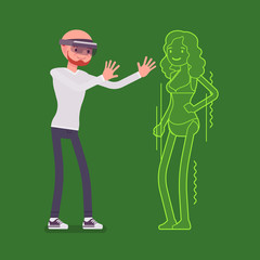 Augmented reality man testing adult content