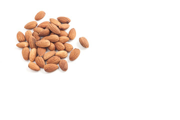almond, group of almonds isolated on over white background
