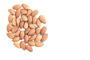 almond, group of almonds isolated on over white background