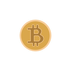 golden round bitcoin icon, symbol of electronic currency
