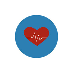 Heart pulse cardiac red round icon