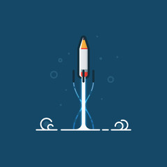 Art launch pencil rocket. Creative start concept.