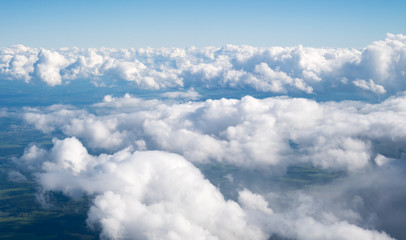 blue sky with the clouds from the plane view