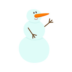 vector snowman. Flat cartoon illustration isolated on a white background. Winter children activity concept