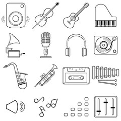 Set of Music Icons Vector thin Line illustration