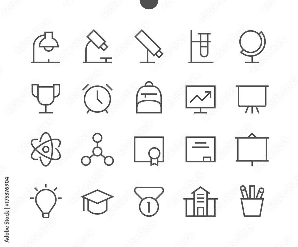 Poster education ui pixel perfect well-crafted vector thin line icons 48x48 ready for 24x24 grid for web gr