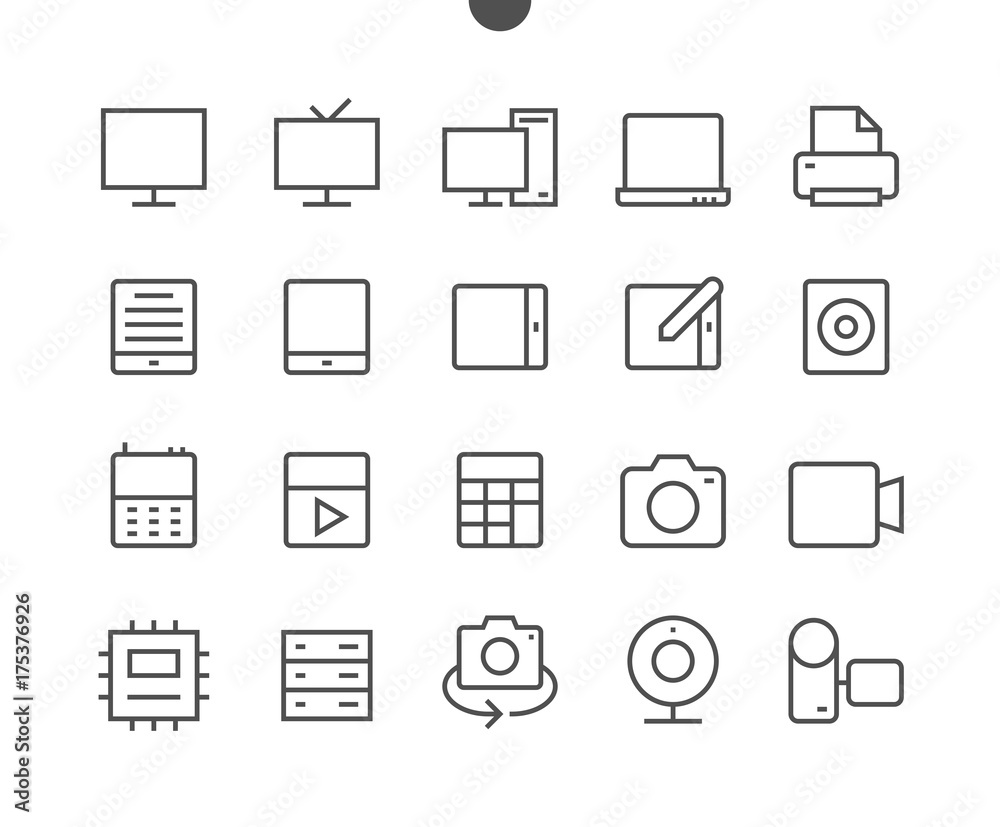 Poster devices ui pixel perfect well-crafted vector thin line icons 48x48 ready for 24x24 grid for web grap