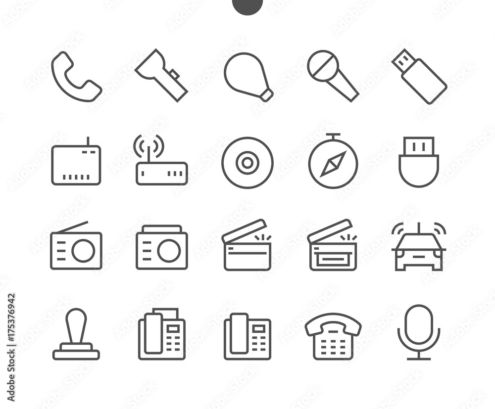Poster devices ui pixel perfect well-crafted vector thin line icons 48x48 ready for 24x24 grid for web grap