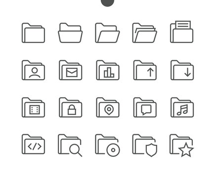 Folder UI Pixel Perfect Well-crafted Vector Thin Line Icons 48x48 Ready for 24x24 Grid for Web Graphics and Apps with Editable Stroke. Simple Minimal Pictogram