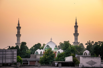 Fototapeta na wymiar Mosque and church Peshawar Pakistan