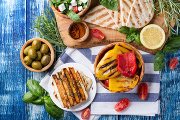 Tradtional set of Greek mezze