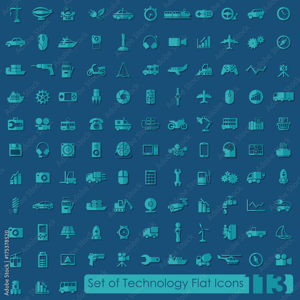 Poster set of technology icons