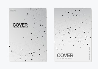 Abstract polygonal background with connected lines and dots. Modern vector templates brochure cover design