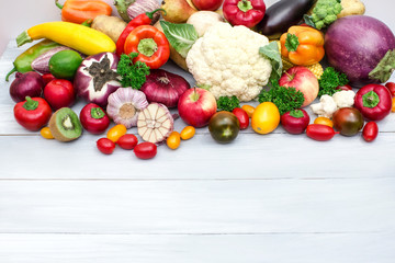 Heap of fresh fruits and vegetables.