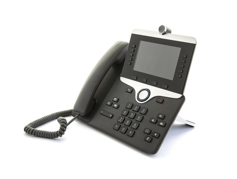 Modern IP Video Telephone On A White Background