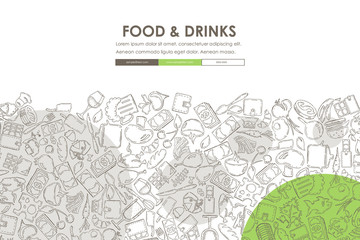 restaurant Doodle Website Template Design