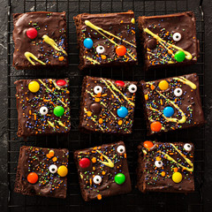 Chocolate monster brownies homemade treats for Halloween