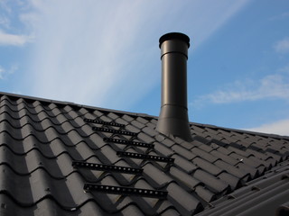 Metal Chimney on Plate Roof with Secure Sweeper Steps