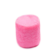  Marshmallow macro isolated over white background. Pink color soft marsmallow.