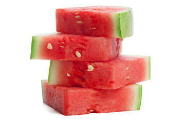Slice of watermelon on white background