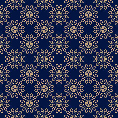 Floral seamless pattern. Golden blue wallpaper background