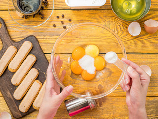 Photo on top of table with savoyardi cookies