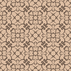 Seamless beige pattern with wallpaper ornaments