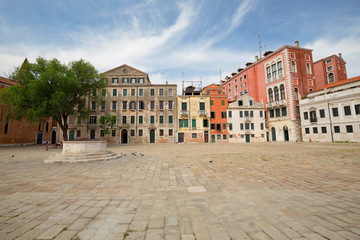 Venice / Traditional city squere surrounded by old architecture