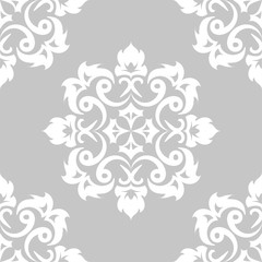 White floral seamless pattern on gray background