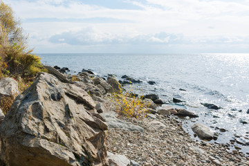 Fototapeta na wymiar on the shore of lake Baikal