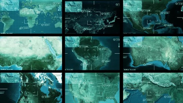monitor - world - map - digital scan