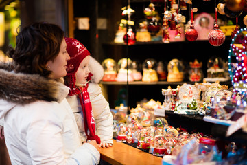 Mother and child on Christmas market