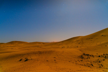 Fototapeta na wymiar Night in Erg Chebbi Sand dunes near Merzouga, Morocco