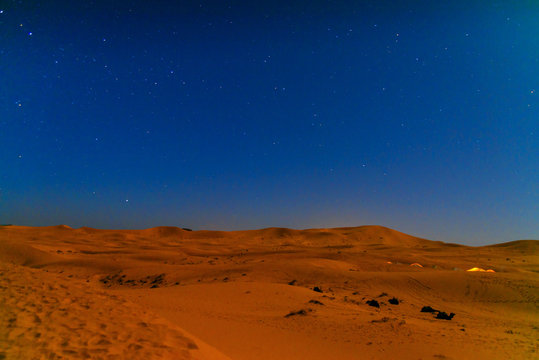 Night in Erg Chebbi Sand dunes near Merzouga, Morocco