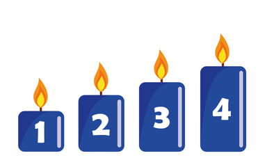 vier blaue advenstkerzen brennen