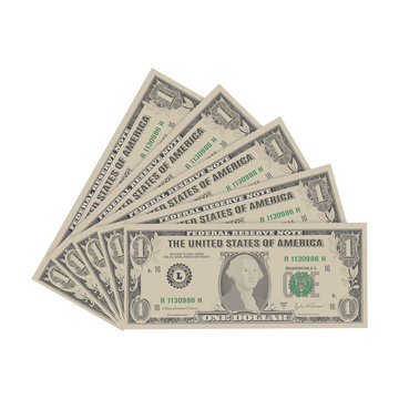 Dollar. Bills one dollar isolated on a white background. Vector illustration