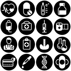 Set of simple icons on a theme Medical instruments, health care, vector, design, collection, flat, sign, symbol,element, object, illustration. White background