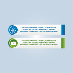 Vector illustration. An infographic template with 2 steps and an image of two rectangles. Use for business presentations, education, web design. Place for text and icons